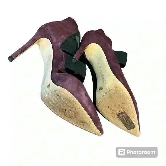 Vince Camuto Nigel Heels Sugar Plum Suede Pointy Toe Elastic Straps Sz 6.5 M - Picture 4 of 10